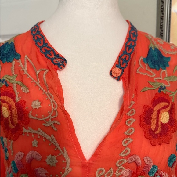 Johnny Was Orange Embroidered Blouse - Picture 2 of 11